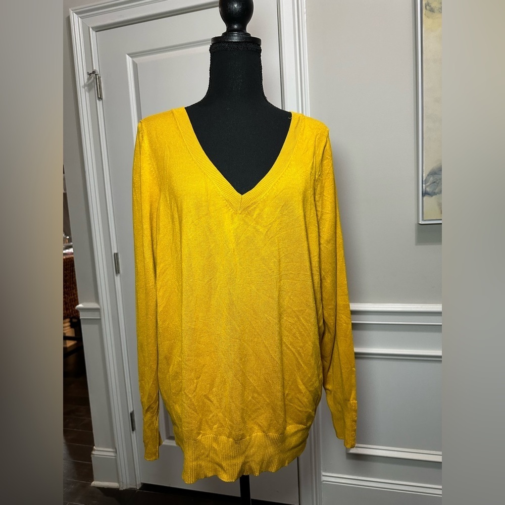 Lane Bryant Gold V-Neck Long Sleeve Sweater – Size 18/20